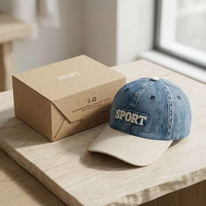 Casquette de sport vintage en jean à 6 panneaux, réglable avec boucle métallique, style classique délavé, motif nœud, pour usage quotidien décontracté et extérieur - Product Image 4
