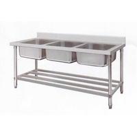 Évier de cuisine commerciale en acier inoxydable 304 Triple bol avec panneau de vidange évier de Bar Design européen