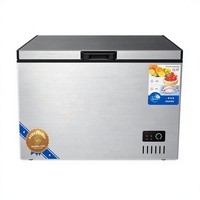 Congélateur coffre à économie d'énergie à refroidissement direct avec éclairage LED, panier métallique et roulettes pour le stockage alimentaire en cuisine