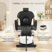 Fauteuil de Barbier Hydraulique Professionnel avec Bassin de Pédicure et Bain de Pieds – Mobilier de Salon de Luxe pour Barbier (Silla De Barbero)
