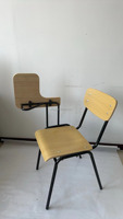 Chaise de formation scolaire avec siège en bois et table d'écriture intégrée, chaise d'étudiant pour salle d'examen avec siège en contreplaqué et tablette d'écriture