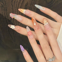 10 Uds. Uñas Postizas Hechas a Mano con Diseño 3D de Estrella de Mar, Uñas Acrílicas Cortas Cuadradas Tipo Stiletto, Reutilizables, Cobertura Completa, Uñas Artificiales Personalizadas