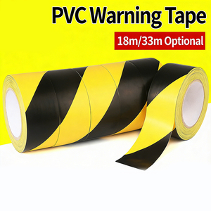 Ruban adhésif jaune et noir en PVC acrylique, étanche, simple face, pour signalisation de danger au sol, zone de construction, marquage de sécurité, vente en gros - Product Image 1