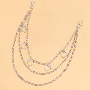 โซ่คล้องกางเกงรูปหัวใจ ทำจากโลหะผสมสังกะสี หลายชั้น ประดับด้วยคริสตัลแบบกลวง สำหรับสวมใส่ในชีวิตประจำวัน เครื่องประดับแฟชั่นสไตล์พังก์ - Product Image 4