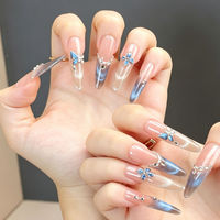 Ongles artificiels longs style stiletto, prix usine, logo personnalisé OEM ODM, effet œil de chat, papillon, luxe, couverture complète pour usage quotidien