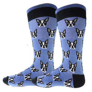 Chaussettes fantaisie en coton peigné à motifs de chiens colorés et mignons (Bichons, Caniches, Teckels, Huskies, Chiens tachetés) au design original - Product Image 5