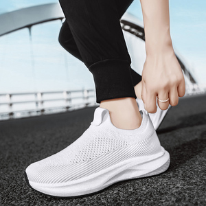 Pieds larges à bout rond personnalisés blanc noir style de marche Snicker Kint respirant sans lacet chaussures de sport de course pour hommes décontracté - Product Image 5
