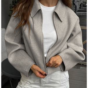 Veste décontractée à manches longues zippée personnalisée et tendance avec logo pour femmes et hommes, fabrication en une seule pièce - Product Image 1