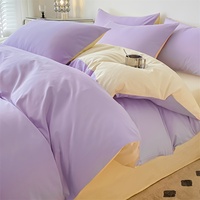 Parure de lit 3 pièces en polyester, style chinois, imprimé pigmentaire uni, lavable, 200 fils/cm², 40 fils/tissu, personnalisable, pour usage domestique