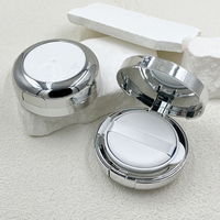 En stock – Boîte à coussin d'air ronde de 15 g, vide, avec miroir, en plastique, pour cosmétiques, avec éponges et houppettes