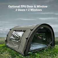 Tente Gonflable Tunnel en Coton pour Camping Familial et Fêtes, Étanche 3000mm, Montage Rapide, Résistante au Vent, Portable 4 Personnes