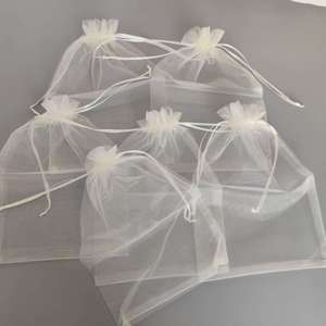 Sacs en organza personnalisés écologiques avec cordon de serrage, pochettes cadeaux réutilisables en maille transparente, emballage pour bijoux de mariage et de fête - Product Image 5