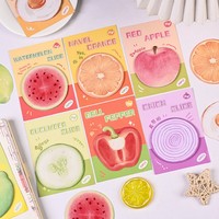 Bloc-notes adhésifs créatifs en forme de fruits, autocollants mignons pour messages, papeterie pour l'école, le bureau, le journal, le planificateur, la papeterie pour étudiants
