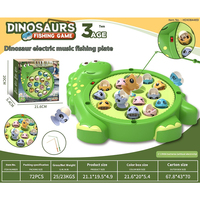 Papan Permainan Memancing Magnetik Elektrik Dinosaurus Plastik Kustom, Set Mainan Edukatif Interaktif Orang Tua Anak untuk Anak-Anak