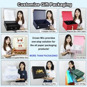 Crown Win Luxury Handle Black Carton Portable Printer Makeup Jewelry Suitcase Gift Box Magnetic Flip Biodegradable <b>Paper</b> Boxes - Product Image 6