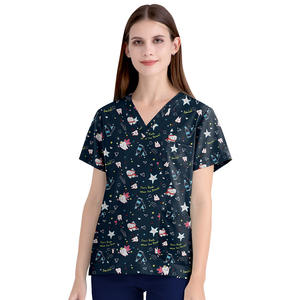 Vétérinaire imprimé Stretch Spandex uniforme médical femmes gommage soins infirmiers Spa uniforme ensemble hôpital gommages uniforme - Product Image 6