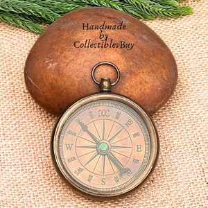 <b>Antique</b> Brass <b>Compass</b> Portable Pocket Size Hiking Navigation Pointer Dial Outdoor Use - Product Image 2