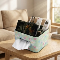 Boîte de rangement multifonctionnelle en cuir PU LG7347, design à motif cœur, gain de place, pour articles divers de bureau, organiseur de mouchoirs avec compartiments