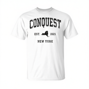 Camiseta deportiva vintage Conquest New York Ny para hombre, color blanco, 1821 Established - Product Image 2