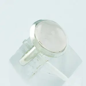 Pleasing Rose Quartz Stone Handmade 925 Sterling Silver Ring Wholesaler India