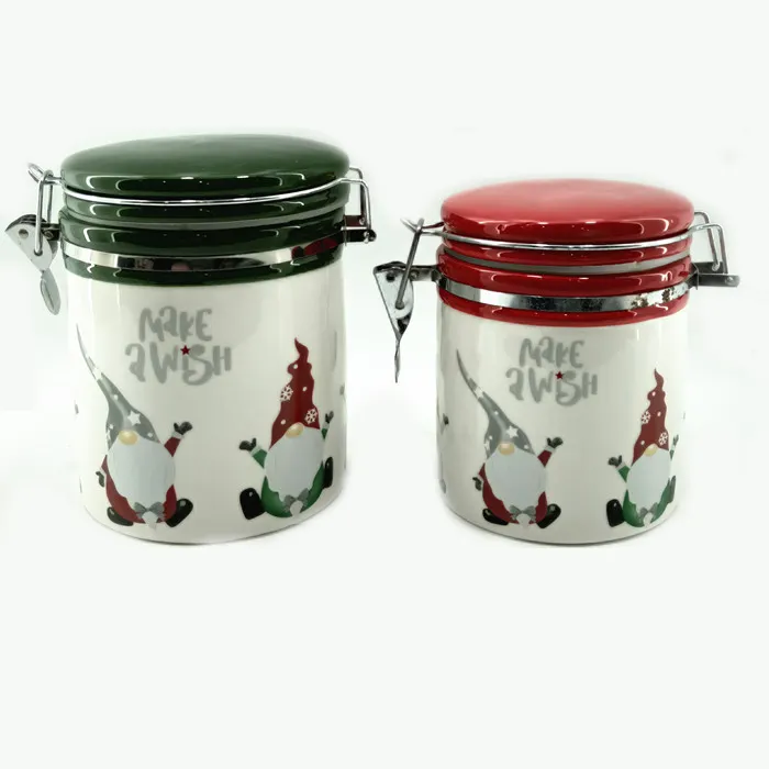 Kitchen storage jar christmas shape ceramic canister wholesale