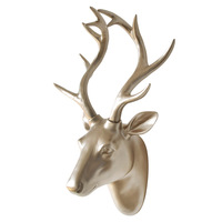 Tête de cerf en résine 3D de style européen, ornement mural créatif en forme de tête d'animal simulé pour la décoration de salon et de maison