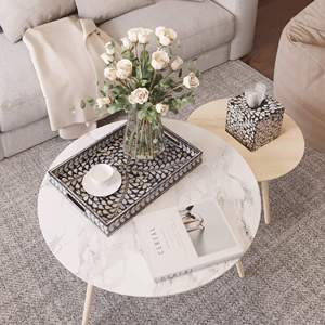 Plateau de service d'incrustation de nacre rectangulaire de haute qualité, plateau de serpillière à motifs floraux pour l'affichage des aliments et la décoration intérieure - Product Image 2