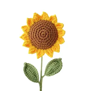 2024 yeni el-örme tığ çift katmanlı ayçiçeği tığ çiçek kök el yapımı ayçiçeği ev dekor roman hediye