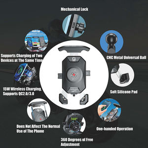 Водонепроницаемый держатель для телефона мотоцикла с беспроводным зарядным устройством 360 вращения велосипеда мотоцикла держатель на руль с <span class=keywords><strong>USB</strong></span>-зарядным устройством - Product Image 3