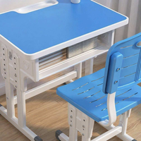 Bureau et chaises modernes pour étudiants, mobilier scolaire monoplace avec design sécurisé à bords arrondis pour salle de classe primaire