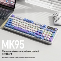 Teclado Inalámbrico para Juegos Smailwolf MK95 de Triple Modo, Interruptores Azules Intercambiables en Caliente, Retroiluminación RGB para PC y Portátiles