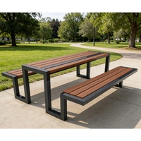 Meilleur prix pour des meubles de jardin d'extérieur, table de pique-nique en bois pour restaurant, table et chaises en métal d'extérieur avec dossier