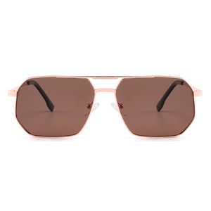 Lunettes de soleil pilote or rose, monture rectangulaire, verres marron, protection UV 100%, unisexe adulte, protection solaire - Product Image 6
