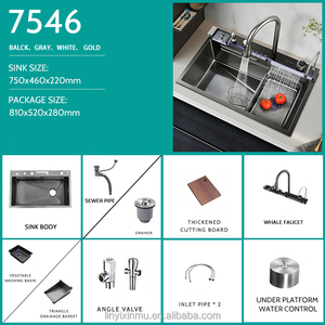 Évier <span class=keywords><strong>de</strong></span> <span class=keywords><strong>cuisine</strong></span> moderne Deao Top1 en acier inoxydable avec robinet multifonction, <span class=keywords><strong>installation</strong></span> à un trou, façade en tablier - Product Image 6