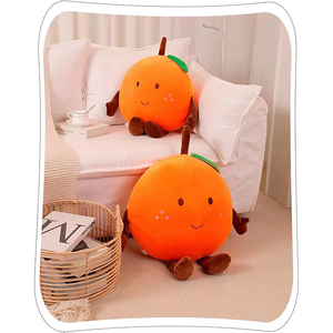 Vivid Cute Plump Round Tangerine Fruit Plush Toy with Hands and Legs Room Charming <strong>Cuddle</strong> 15.7 Inch Orange Decorative <strong>Pillows</strong> - Product Image 4