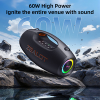 Zealot S86 - Luces LED RGB Inalámbricas Portátiles, Batería Recargable, Salida de 60 W, Diseño de Plástico Impermeable IPX-6 para Fiestas al Aire Libre