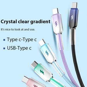 Transparent Crystal Fast Charging Type c Nylon Braided 60W Type C to C Data <b>Cable</b> Mobile Accessories Charger <b>Cable</b> - Product Image 3