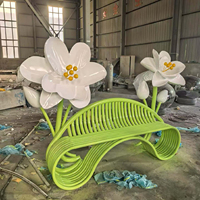 Sculptures modernes artistiques en acier inoxydable en forme de fleur pour la décoration de parcs extérieurs, la photographie de mariage et autres occasions