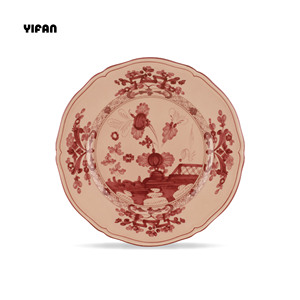 Gran Venta Lujosa Vajilla de Porcelana de Ceniza de Hueso con Diseño Floral Colorido en Rojo Ladrillo para Bodas - Product Image 5