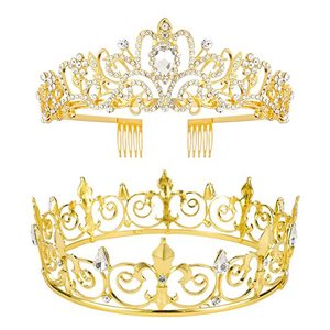 BELLE WORLD Ensemble de couronnes Roi et Reine pour le <span class=keywords><strong>bal</strong></span> de promo, diadème baroque en cristal et strass pour mariage, anniversaire, fête de remise des diplômes - Product Image 3