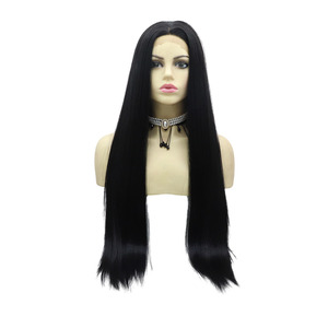 Dài Thẳng Màu Đen Tổng Hợp Ren Phía Trước Tóc Giả Chịu Nhiệt Nhiệt Độ Cao Sợi Tóc Tự Nhiên Cho Cosplay Đảng Sử Dụng Hàng Ngày - Product Image 2