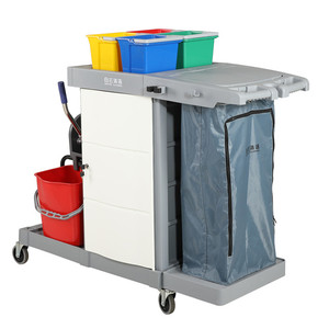 Carrito <span class=keywords><strong>de</strong></span> Limpieza Multifuncional Baiyun AF08181A para Hotel, Carro <span class=keywords><strong>de</strong></span> Conserjería con 3 Estantes para Productos <span class=keywords><strong>de</strong></span> Limpieza - Product Image 2