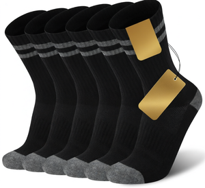 Chaussettes de sport noires respirantes, antibactériennes, tricotées, pour la randonnée, la course à pied et l'entraînement en plein air - Product Image 1