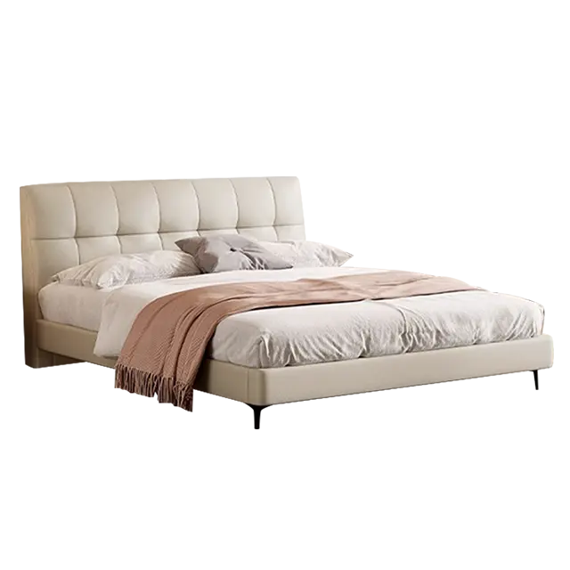 2024 NEW MODEL PROMOTION Modern Simple Light Luxury Leather Bed Soft Comfortable Master Bedroom Furniture