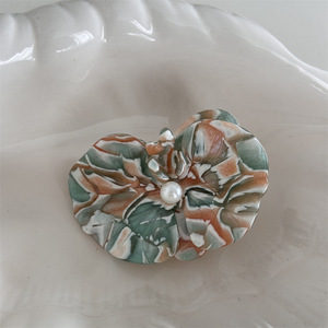 High Quality European and American Style Orchid Flower Hair Clips 6cm Acetate Sweet Pearl <b>Wedding</b> Hair <b>Accessories</b> for Women - Product Image 5