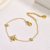 Bracelet en zircon étoile à huit branches pour femme, plaqué or 18 carats, bijou de luxe minimaliste et polyvalent, tendance transfrontalière