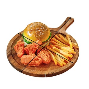 ถาดพิซซ่าไม้ทรงกลมพร้อมหูจับ สำหรับเสิร์ฟอาหาร สีไม้ธรรมชาติ - Product Image 5