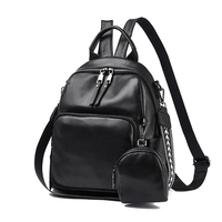 Sac à dos en cuir de vachette pour femme avec porte-monnaie détachable, résistant à l'eau, multi-poches, sac à bandoulière pour femme