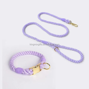 Kekang anjing kepang dan <span class=keywords><strong>Harness</strong></span> kucing kepang kalung hewan peliharaan dapat ditutup <span class=keywords><strong>Harness</strong></span> katun jalinan tali anjing Set kerah produsen - Product Image 4