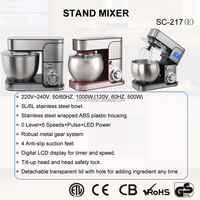 Mixer Makanan Elektrik Profesional Chef Master, Stainless Steel, 6 Kecepatan, Desain Tilt-Head, dengan Pengaduk Adonan, Mixer Stand Dapur untuk Toko Roti